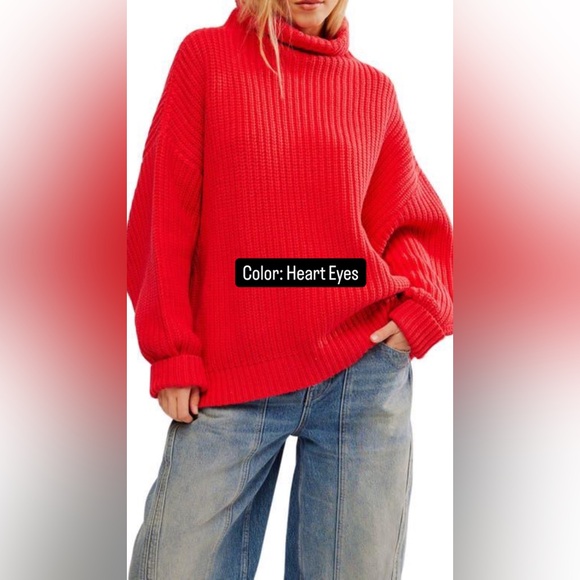 𝓯𝓹 Free People ~ Swim Too Deep Turtleneck Sweater in Heart Eyes - Picture 15 of 16